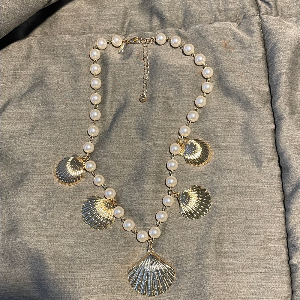 Gold and White Shell Pearl Necklace